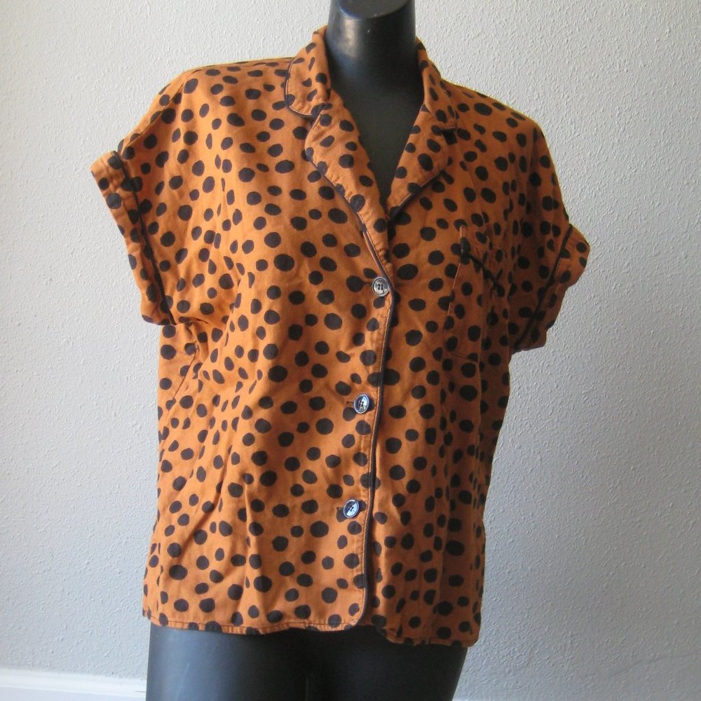 Madewell Flannel Bedtime Pajama Top in Leopard Dot - S